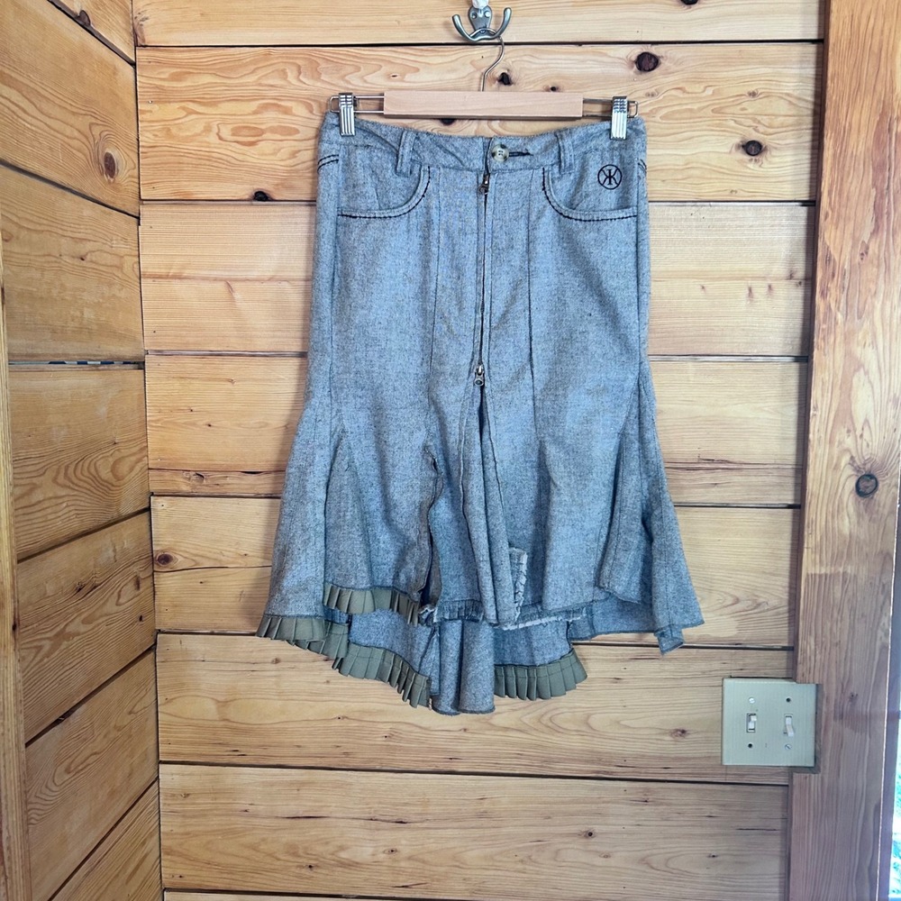 Vintage Wool Asymmetrical Mermaid Skirt Womens Small Gray DDP France Y2K Grunge
